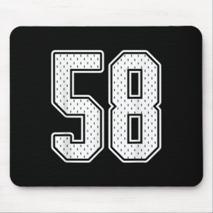 #58 Witte Vintage Nummer 58 Sportfan Jersey Styl Muismat