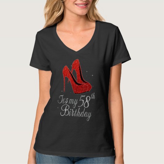 58 Years Old 1964 High Heels It's My 58th Birthday T-shirt (Voorkant)