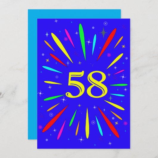 58e aanloopexplosie van de verjaardagspartij kaart (Voorkant / Achterkant)