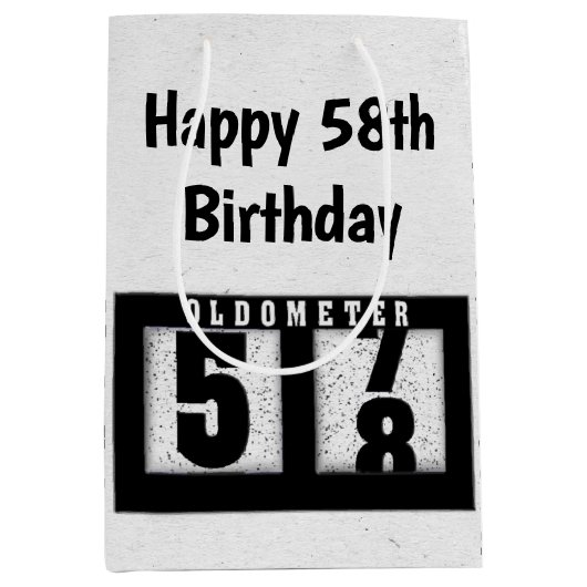 58e Birthday Black Odometer Medium Cadeauzakje (Voorkant)