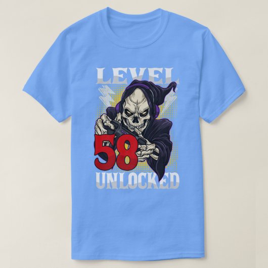 58e gamer-skeletniveau 58 ontgrendeld gam t-shirt (Design voorkant)