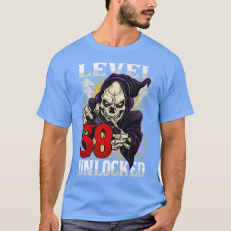 58e gamer-skeletniveau 58 ontgrendeld gam t-shirt