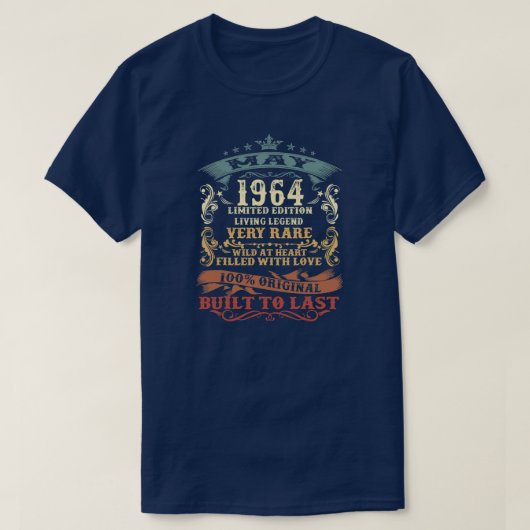 58e geboorte-cadeau 1964 jaar oude retroactieve Vi T-shirt (Design voorkant)