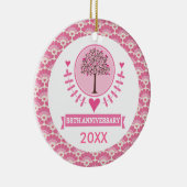 58e Jubileum Love Gift Couples Tree Keramisch Ornament (Rechts)