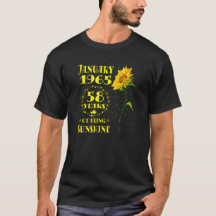 58e verjaardag 58 jaar oude zonnebloem geboren in t-shirt
