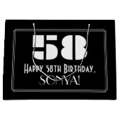 58e verjaardag ~ Art Deco Geïnspireerde look "58"  Groot Cadeauzakje (Voorkant)