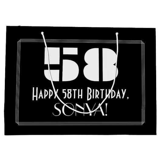 58e verjaardag ~ Art Deco Geïnspireerde look "58"  Groot Cadeauzakje (Achterkant)