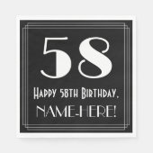 58e verjaardag ~ Art Deco Geïnspireerde look "58", Servet (Voorkant)