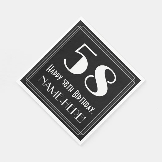 58e verjaardag ~ Art Deco Geïnspireerde look "58", Servet (Hoek)