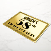 58e verjaardag — Art Deco look "58" + Naam Folie Uitnodiging (Gedraaid)