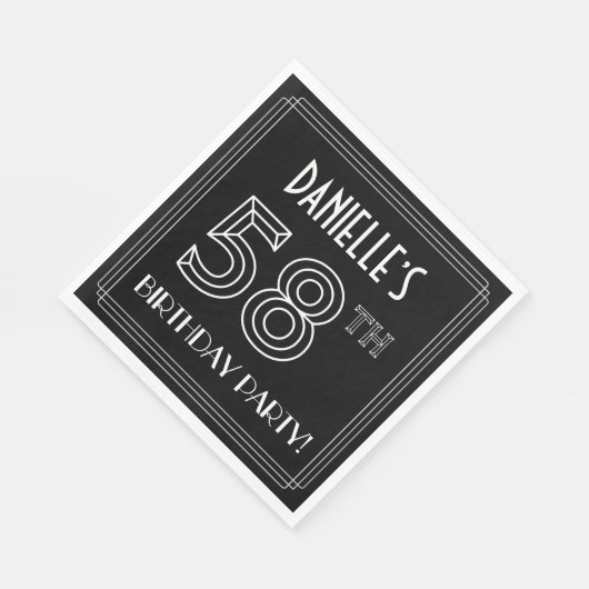 58e verjaardag: Art Deco Style + aangepaste naam Servet (Hoek)