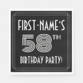 58e verjaardag: Art Deco Style + aangepaste naam Servet (Voorkant)