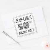58e verjaardag: Art Deco Style + aangepaste naam Vierkante Sticker (Envelop)