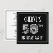 58e verjaardag: Art Deco Style met aangepaste naam Kaart (Voorkant / Achterkant)