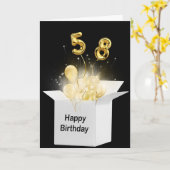 58e verjaardag ballonnen in witte doos kaart (Gele Bloem)
