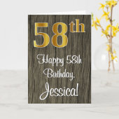 58e verjaardag: Elegant Faux Gold Kijk #, Faux Woo Kaart (Gele Bloem)