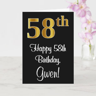 58e verjaardag ~ Elegante Luxueuze Nep Gouden Look Kaart