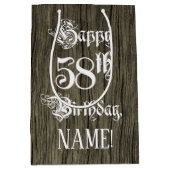 58e verjaardag: Fancy, Faux Wood Kijk + Aangepaste Medium Cadeauzakje (Voorkant)