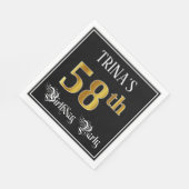 58e verjaardag — Fancy script, Faux Gold look Servet (Hoek)