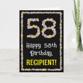 58e verjaardag: Floral Flowers Number, Custom Name Kaart (Voorkant)