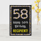 58e verjaardag: Floral Flowers Number, Custom Name Kaart (Gele Bloem)
