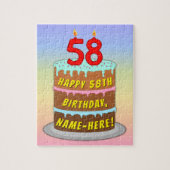 58e verjaardag: Fun Cake and Candles + Custom Name Legpuzzel (Verticaal)