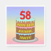 58e verjaardag: Fun Cake and Candles + Custom Name Servet (Voorkant)