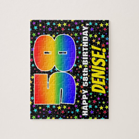 58e verjaardag — Fun, kleurrijk Star Field Pattern Legpuzzel (Verticaal)