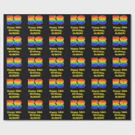 58e verjaardag: Fun, kleurrijke regenboog geïnspir Cadeaupapier