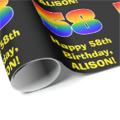 58e verjaardag: Fun, kleurrijke regenboog geïnspir Cadeaupapier (Rol Hoek)