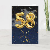 58e verjaardag Gold Mylar ballon en Confetti Card Kaart (Voorkant)