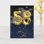 58e verjaardag Gold Mylar ballon en Confetti Card Kaart (Gele Bloem)
