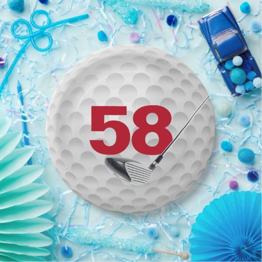 58e verjaardag golfbal design papier Bord (Feest)