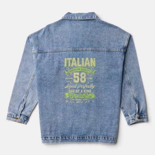 58e verjaardag Italiaanse leeftijd 58 jaar oud geb Denim Jacket (Achterkant)