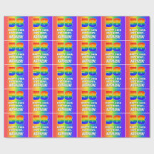 58e verjaardag: kleurrijk, vun regenboogpatroon # 