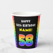 58e verjaardag: kleurrijke regenboog # 58, aangepa papieren bekers (Voorkant)