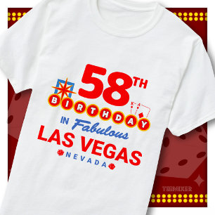 58e verjaardag Las Vegas welkomstbord feest squad T-shirt