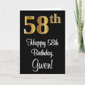 58e verjaardag ~ Luxurieuze Faux Gold-look # Kaart (Voorkant)