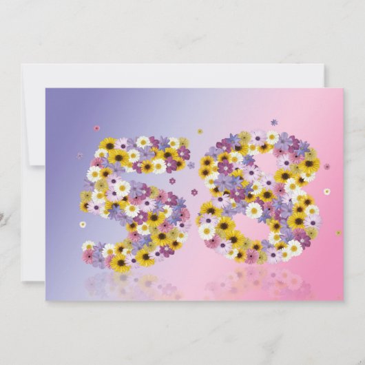 58e verjaardag, met bloembollen letters kaart (Voorkant)