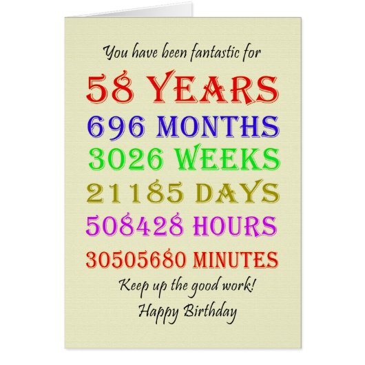 58e verjaardag Mijlpalen (Voorkant)