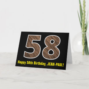 58e verjaardag: Naam + Faux Wood Grain Patroon "58 Kaart