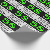 58e verjaardag - Nerdy / Geeky Style "58" en naam Cadeaupapier (Hoek)