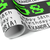 58e verjaardag - Nerdy / Geeky Style "58" en naam Cadeaupapier (Rol Hoek)