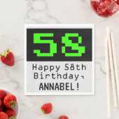 58e verjaardag - Nerdy / Geeky Style "58" & naam Servet (Insitu)