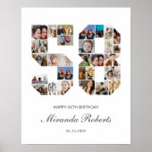 58e verjaardag nummer 58 aangepaste fotocollage poster (Voorkant)