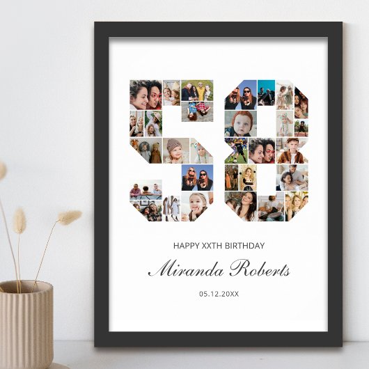58e verjaardag nummer 58 aangepaste fotocollage poster