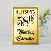 58e verjaardag Partij — Legant Manuscript + de Naa Folie Uitnodiging (Staand Voorkant)