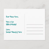 58e verjaardag: Roze strepen & harten, Regenboog 5 Briefkaart (Achterkant)