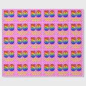 58e verjaardag: Roze strips & harten, regenboognr. Cadeaupapier (Vlak)