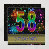 58e verjaardag Uitnodiging op feestdag met bellen (Voorkant / Achterkant)